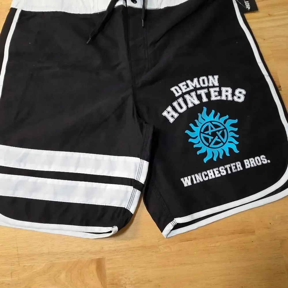 Supernatural Demon Hunters Winchester Bros Board Shorts Swim Trunks Men's 36